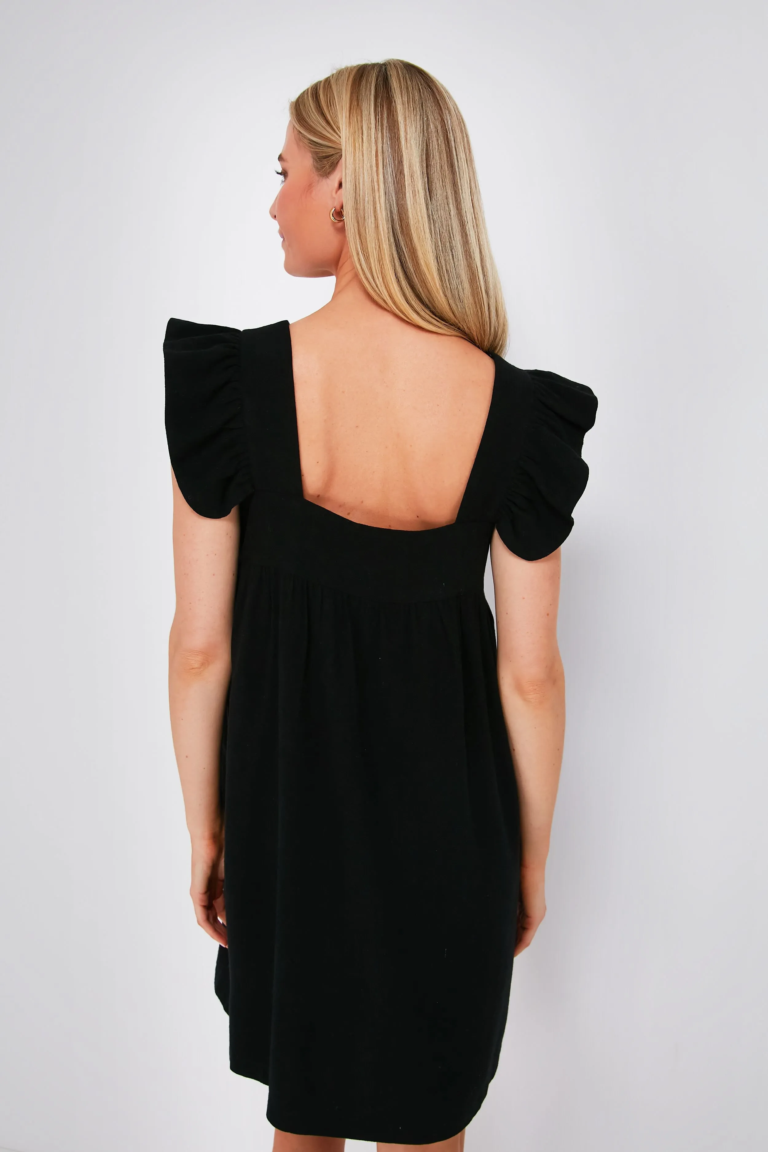 Black Hazel Flutter Sleeve Dress