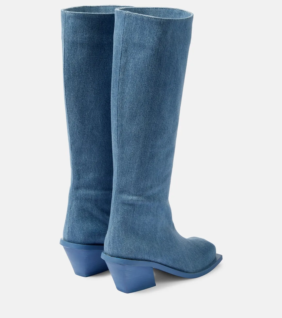 Gia Borghini blondine knee-high denim boots, blue